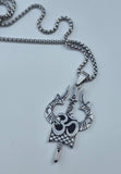Hindu Shiva Trishul Om Damaru Stainless Steel Pendant Necklace Nazar Talisman