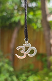 Small OM Pendant Stainless Steel Hindu Nazar Shield Black Thread Dori Necklace