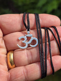 Small OM Pendant Stainless Steel Hindu Nazar Shield Black Thread Dori Necklace