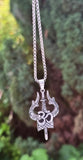Hindu Shiva Trishul Om Damaru Stainless Steel Pendant Necklace Nazar Talisman
