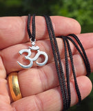 Small OM Pendant Stainless Steel Hindu Nazar Shield Black Thread Dori Necklace