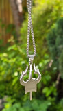 Hindu Shiva Trishul Om Damaru Stainless Steel Pendant Necklace Nazar Talisman