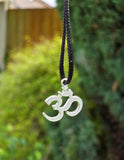 Small OM Pendant Stainless Steel Hindu Nazar Shield Black Thread Dori Necklace