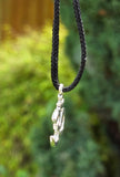 Small OM Pendant Stainless Steel Hindu Nazar Shield Black Thread Dori Necklace