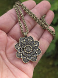 Hindu Om Lotus Flower Pendant Necklace Evil Eye Protection Nazar Shield Talisman