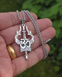 Hindu Shiva Trishul Om Damaru Stainless Steel Pendant Necklace Nazar Talisman