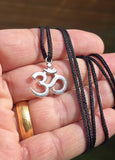 Small OM Pendant Stainless Steel Hindu Nazar Shield Black Thread Dori Necklace