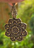 Hindu Om Lotus Flower Pendant Necklace Evil Eye Protection Nazar Shield Talisman