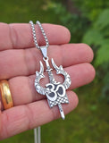 Hindu Shiva Trishul Om Damaru Stainless Steel Pendant Necklace Nazar Talisman