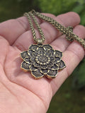 Hindu Om Lotus Flower Pendant Necklace Evil Eye Protection Nazar Shield Talisman