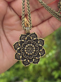 Hindu Om Lotus Flower Pendant Necklace Evil Eye Protection Nazar Shield Talisman