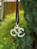 Small OM Pendant Stainless Steel Hindu Nazar Shield Black Thread Dori Necklace