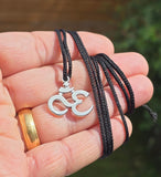 Small OM Pendant Stainless Steel Hindu Nazar Shield Black Thread Dori Necklace