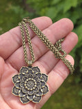 Hindu Om Lotus Flower Pendant Necklace Evil Eye Protection Nazar Shield Talisman