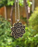 Hindu Om Lotus Flower Pendant Necklace Evil Eye Protection Nazar Shield Talisman