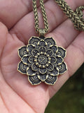 Hindu Om Lotus Flower Pendant Necklace Evil Eye Protection Nazar Shield Talisman