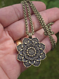 Hindu Om Lotus Flower Pendant Necklace Evil Eye Protection Nazar Shield Talisman