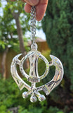 Large Khanda Silver Aluminium Punjabi Sikh Pendant Car rear mirror hanging Chain