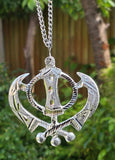Large Khanda Silver Aluminium Punjabi Sikh Pendant Car rear mirror hanging Chain
