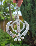 Large Khanda Silver Aluminium Punjabi Sikh Pendant Car rear mirror hanging Chain