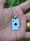 Ace of Spades Playing Card Pendant Necklace Stainless Steel Poker Chain U85 Gift