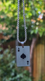 Ace of Spades Playing Card Pendant Necklace Stainless Steel Poker Chain U85 Gift
