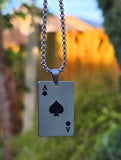 Ace of Spades Playing Card Pendant Necklace Stainless Steel Poker Chain U85 Gift