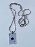 Ace of Spades Playing Card Pendant Necklace Stainless Steel Poker Chain U85 Gift
