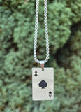 Ace of Spades Playing Card Pendant Necklace Stainless Steel Poker Chain U85 Gift