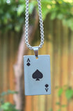 Ace of Spades Playing Card Pendant Necklace Stainless Steel Poker Chain U85 Gift
