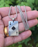 Ace of Spades Playing Card Pendant Necklace Stainless Steel Poker Chain U85 Gift