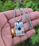 Ace of Spades Playing Card Pendant Necklace Stainless Steel Poker Chain U85 Gift