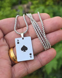 Ace of Spades Playing Card Pendant Necklace Stainless Steel Poker Chain U85 Gift