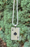 Ace of Spades Playing Card Pendant Necklace Stainless Steel Poker Chain U85 Gift