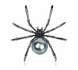 Vintage Look Silver Plated BLACK Spider Brooch Suit Coat Broach Pin Collar MK2