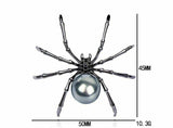 Vintage Look Silver Plated BLACK Spider Brooch Suit Coat Broach Pin Collar MK2