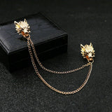 Stunning Gold Plated Vintage Look Retro Wolf Collar Chain Brooch Lapel Pin Z29