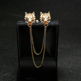 Stunning Gold Plated Vintage Look Retro Wolf Collar Chain Brooch Lapel Pin Z29