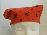 Sikh Rumal Punjabi Bandana Orange Khanda Print Head Wrap Handkerchief Unisex Hankie