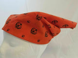 Sikh Rumal Punjabi Bandana Orange Khanda Print Head Wrap Handkerchief Unisex Hankie