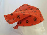 Sikh Rumal Punjabi Bandana Orange Khanda Print Head Wrap Handkerchief Unisex Hankie