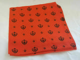 Sikh Rumal Punjabi Bandana Orange Khanda Print Head Wrap Handkerchief Unisex Hankie