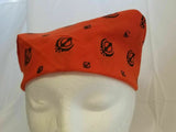 Sikh Rumal Punjabi Bandana Orange Khanda Print Head Wrap Handkerchief Unisex Hankie