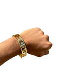 Gold Plated Kara Ek Onkar Khanda Kada Sikh Khalsa Bracelet Singh Kaur Bangle U91 Unisex Punjabi Gift