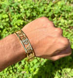Gold Plated Kara Ek Onkar Khanda Kada Sikh Khalsa Bracelet Singh Kaur Bangle U91 Unisex Punjabi Gift