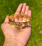 Gold Plated Kara Ek Onkar Khanda Kada Sikh Khalsa Bracelet Singh Kaur Bangle U91 Unisex Punjabi Gift
