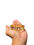 Gold Plated Kara Ek Onkar Khanda Kada Sikh Khalsa Bracelet Singh Kaur Bangle U91 Unisex Punjabi Gift