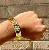 Gold Plated Kara Ek Onkar Khanda Kada Sikh Khalsa Bracelet Singh Kaur Bangle U91 Unisex Punjabi Gift