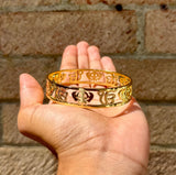 Gold Plated Kara Ek Onkar Khanda Kada Sikh Khalsa Bracelet Singh Kaur Bangle U91 Unisex Punjabi Gift