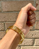 Gold Plated Kara Ek Onkar Khanda Kada Sikh Khalsa Bracelet Singh Kaur Bangle U91 Unisex Punjabi Gift